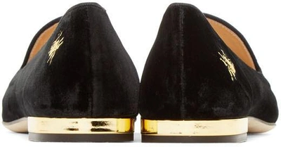 Shop Charlotte Olympia Black Velvet Nocturnal Loafers