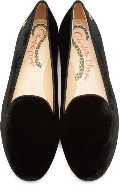 Shop Charlotte Olympia Black Velvet Nocturnal Loafers