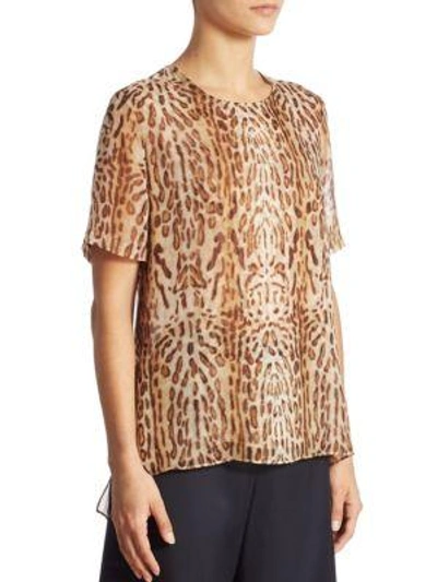 Shop Adam Lippes Cheetah-print Silk Hi-lo Tee In Ocelot