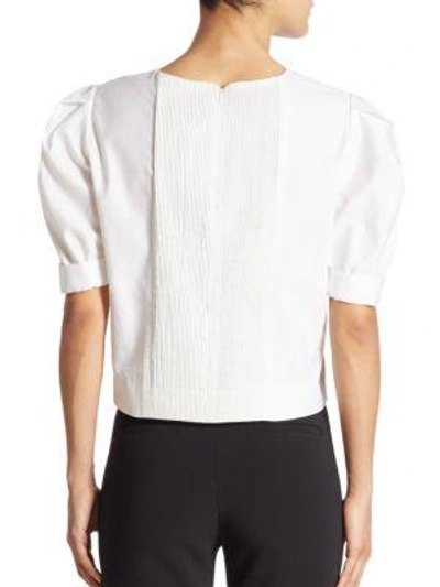 Shop Adam Lippes Puff Sleeve Cotton Top In White