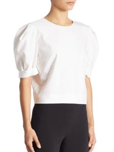 Shop Adam Lippes Puff Sleeve Cotton Top In White