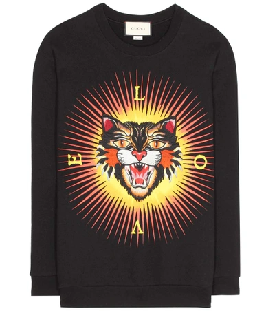 Shop Gucci Printed Cotton Sweatshirt In Llack Prieted