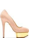 CHARLOTTE OLYMPIA Blush Suede Platform Dolly Pumps