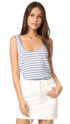 Ag Carmen Cotton Tank In Heather Blue/powder White