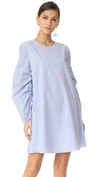 Tibi Elliot Stripe Trapeze Dress In Blue Multi