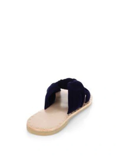 Shop Loeffler Randall Lucia Studded Knot Velvet Slide Sandals In Eclipse