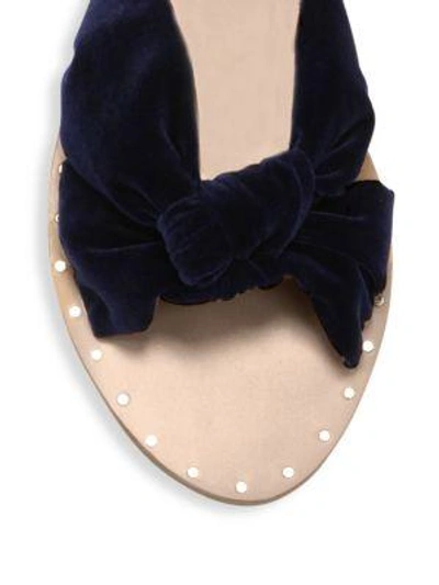 Shop Loeffler Randall Lucia Studded Knot Velvet Slide Sandals In Eclipse