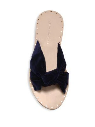 Shop Loeffler Randall Lucia Studded Knot Velvet Slide Sandals In Eclipse