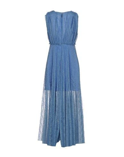 Shop Msgm Long Dress In Pastel Blue