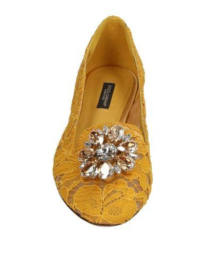 Shop Dolce & Gabbana Woman Loafers Yellow Size 6.5 Viscose, Cotton, Polyamide