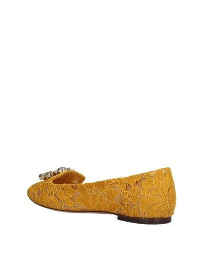 Shop Dolce & Gabbana Woman Loafers Yellow Size 6.5 Viscose, Cotton, Polyamide