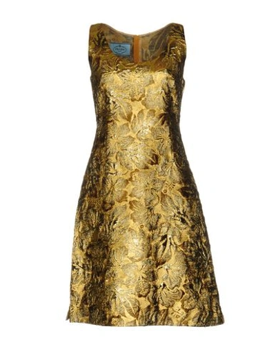 Prada Short Dresses In Gold
