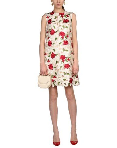 Shop Dolce & Gabbana Short Dresses In Ivory