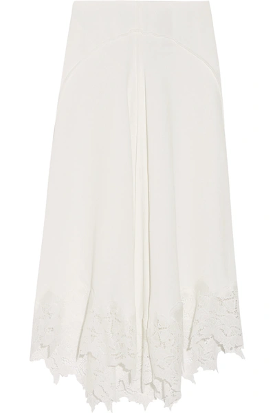 Maje Jina Guipure Lace-trimmed Crepe Midi Skirt