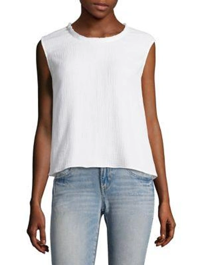 Shop Amo Cotton Ruffle Back Tank Top In White