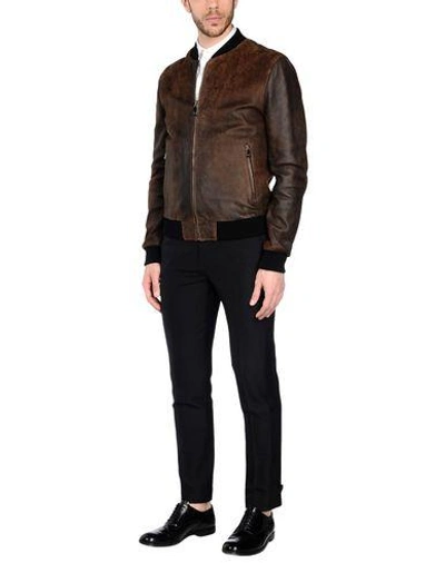 Shop Dolce & Gabbana Leather Jacket In Brown
