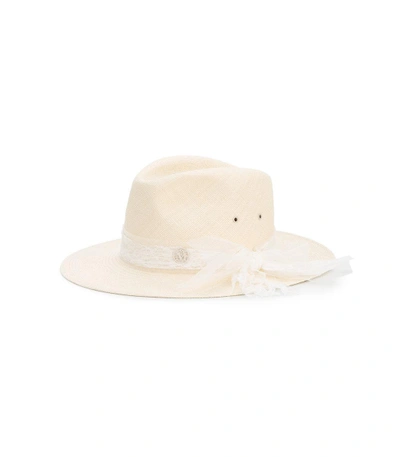Shop Maison Michel Neutral 'henrietta' Hat In Nude Neutrals