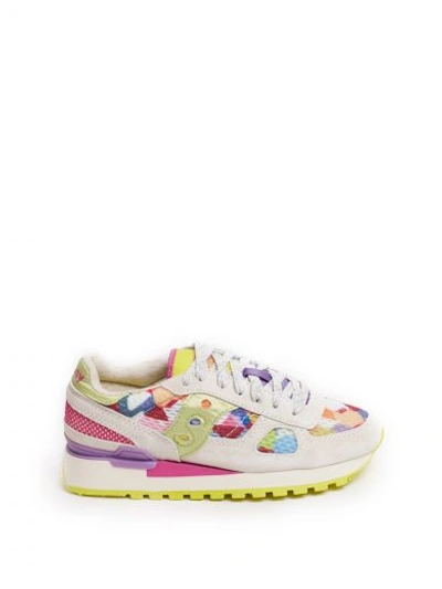 Saucony Round Toe Sneakers In Off White/rainbow