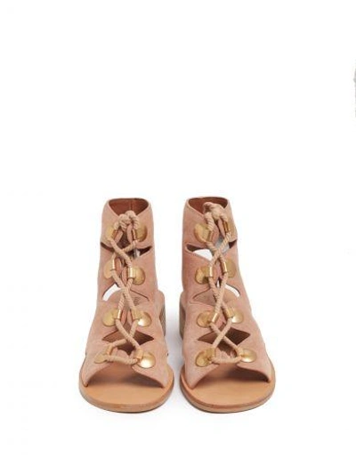 Shop See By Chloé See By Chlo? Lace-up Sandals In Cipria