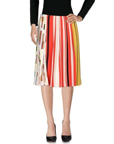 Shop Prada Knee Length Skirt In Red