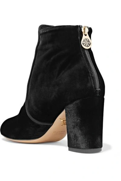 Shop Charlotte Olympia Alba Embellished Velvet Ankle Boots In Black
