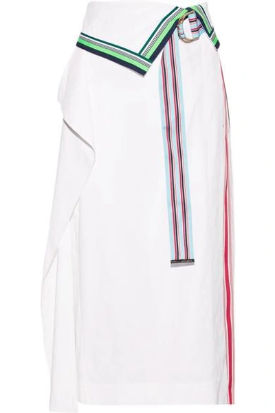 Shop Diane Von Furstenberg Pleated Grosgrain-trimmed Linen-blend And Georgette Skirt