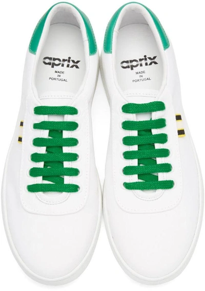 Shop Aprix White And Green Canvas Apr-003 Sneakers In White/green