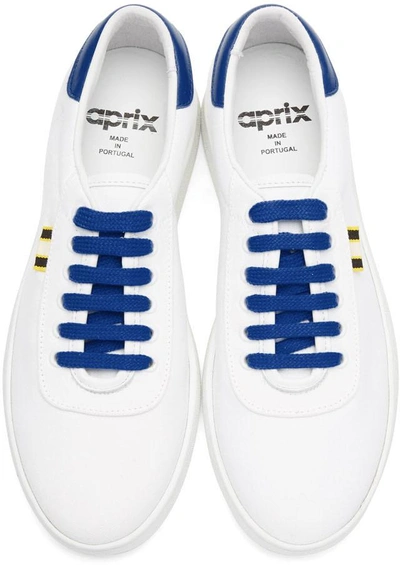 Shop Aprix White And Blue Canvas Apr-003 Sneakers In White/blue