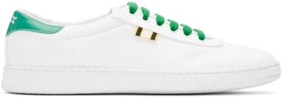 Shop Aprix White And Green Canvas Apr-003 Sneakers In White/kelly Green