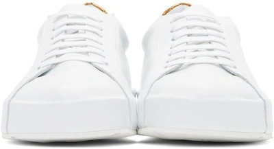 Shop Jil Sander White & Gold Leather Sneakers