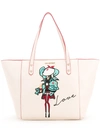 LOVE MOSCHINO doll patch shopping bag,POLYURETHANE100%