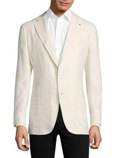 Shop Isaia Regular-fit Button-front Jacket In White
