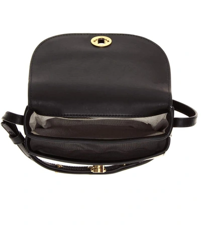 Shop Mansur Gavriel Saddle Leather Shoulder Bag In Llack