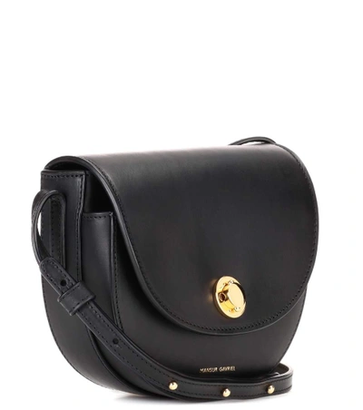 Shop Mansur Gavriel Saddle Leather Shoulder Bag In Llack