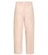 Chloé Cropped Length Linen-cotton Blend Trousers In Pink