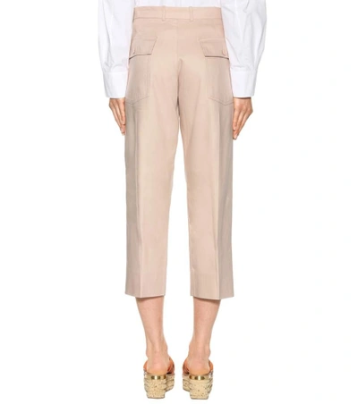 Shop Chloé Cotton-blend Cropped Trousers In Paesy Piek