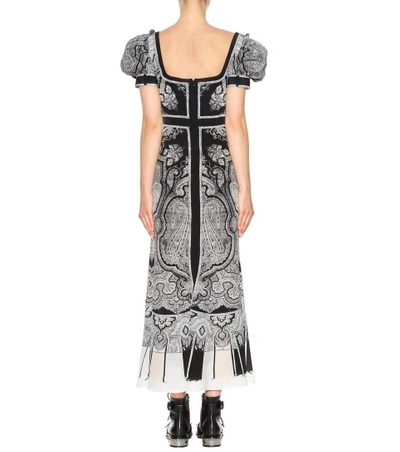 Shop Alexander Mcqueen Printed Silk Dress In Llack Ivory