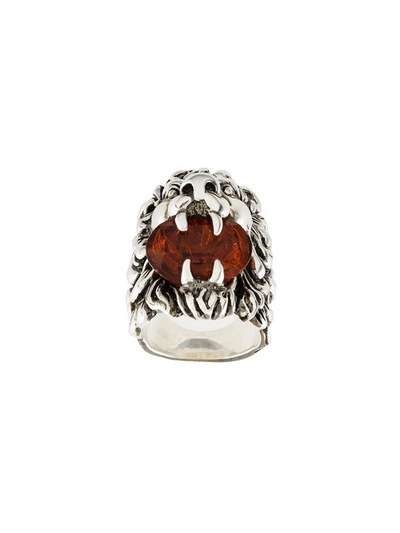 Gucci Lion Head Ring With Crystal