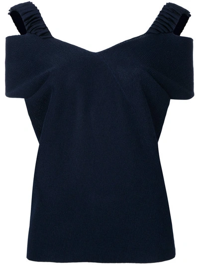Victoria Beckham Off Shoulder Knit Top - Blue