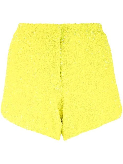 Shop Manish Arora High-rise Sequin-embroidered Shorts In Yellow