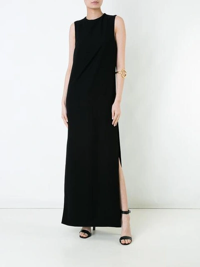 Shop Alexandre Vauthier Roundneck Column Gown - Black