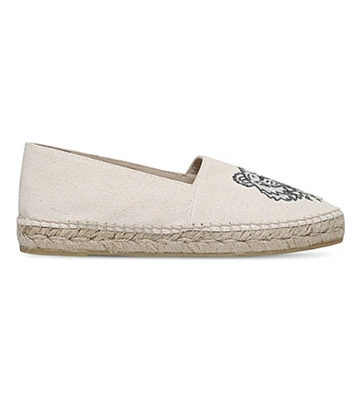 Shop Kenzo Tiger-embroidered Canvas Espadrilles In Cream