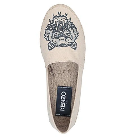 Shop Kenzo Tiger-embroidered Canvas Espadrilles In Cream