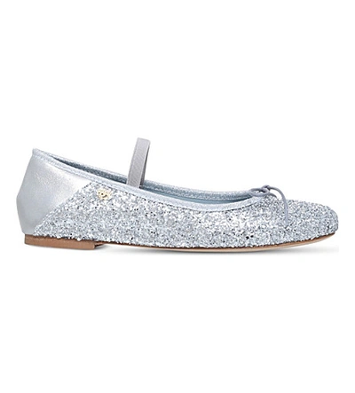 Chiara Ferragni Glitter-embellished Leather Ballet Flats In Silver