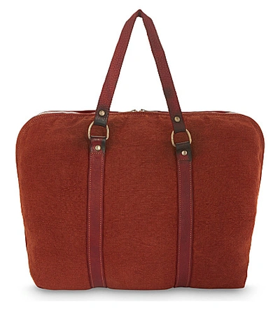 Guidi Linen Zip-around Holdall In Red