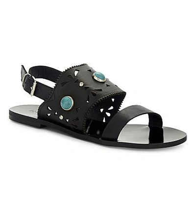 Shop Claudie Pierlot Almeria Leather Sandals In Noir
