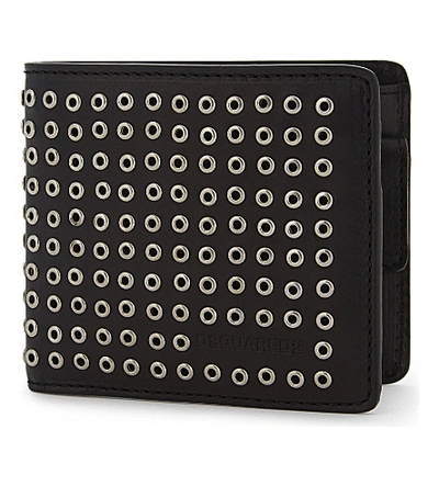 Dsquared2 Eyelet Leather Wallet In Nero