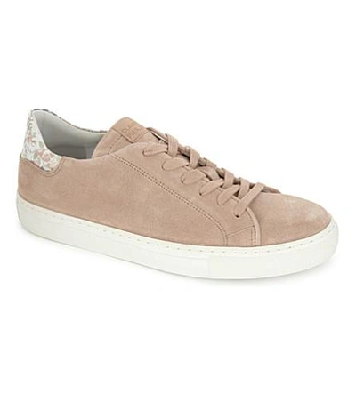 Shop Claudie Pierlot Azote Suede Lace-up Sneakers In Nude