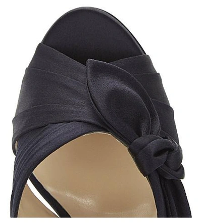 Shop Jimmy Choo Keely 100 Satin Heeled Mules In Navy