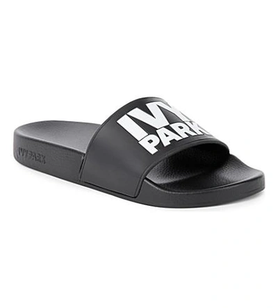 Shop Ivy Park Logo Slider Sandals In Black
